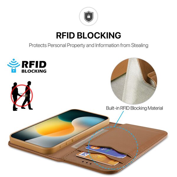 Θήκη iPhone Air - DUX DUCIS Hivo Series - Flip Πορτοφόλι από Αυθεντικό Δέρμα - Καφέ - RFID/Wallet/Stand - Εικόνα 4