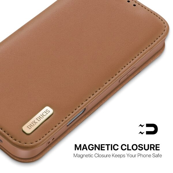 Θήκη iPhone Air - DUX DUCIS Hivo Series - Flip Πορτοφόλι από Αυθεντικό Δέρμα - Καφέ - RFID/Wallet/Stand - Εικόνα 6