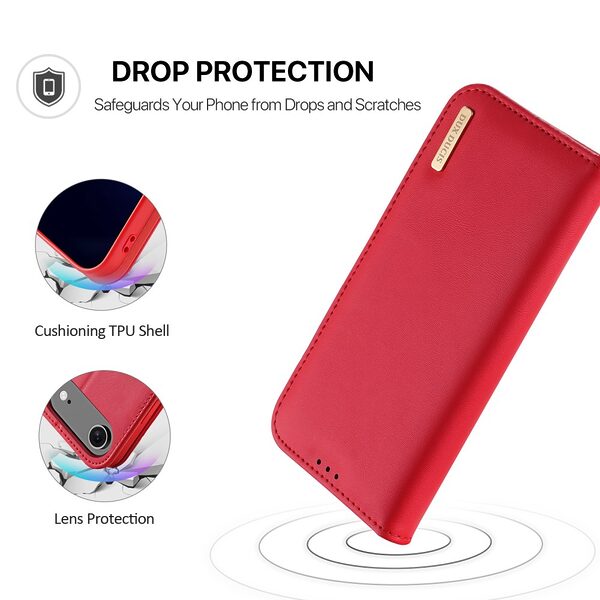 Θήκη iPhone Air - DUX DUCIS Hivo Series - Flip Πορτοφόλι από Αυθεντικό Δέρμα - Κόκκινο - RFID/Wallet/Stand - Εικόνα 5