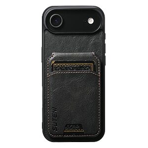 Θήκη iPhone Air - SUTENI H02 - Πλάτη από Συνθετικό Δέρμα (PU) με TPU - Μαύρο - Wallet/Stand