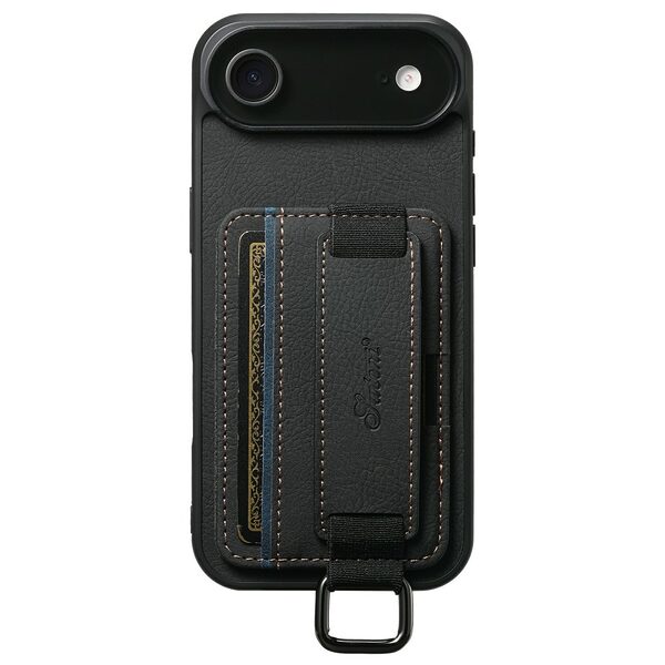 Θήκη iPhone Air - SUTENI H13 - Πλάτη από Συνθετικό Δέρμα (PU) με TPU - Μαύρο - Card Holder/Stand
