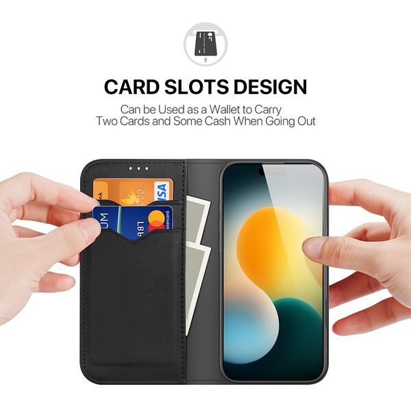 Θήκη iPhone Air - DUX DUCIS Hivo Series - Flip Πορτοφόλι από Αυθεντικό Δέρμα - Μαύρο - RFID/Wallet/Stand - Εικόνα 3