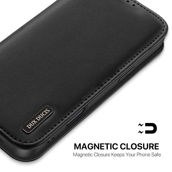 Θήκη iPhone Air - DUX DUCIS Hivo Series - Flip Πορτοφόλι από Αυθεντικό Δέρμα - Μαύρο - RFID/Wallet/Stand - Εικόνα 6
