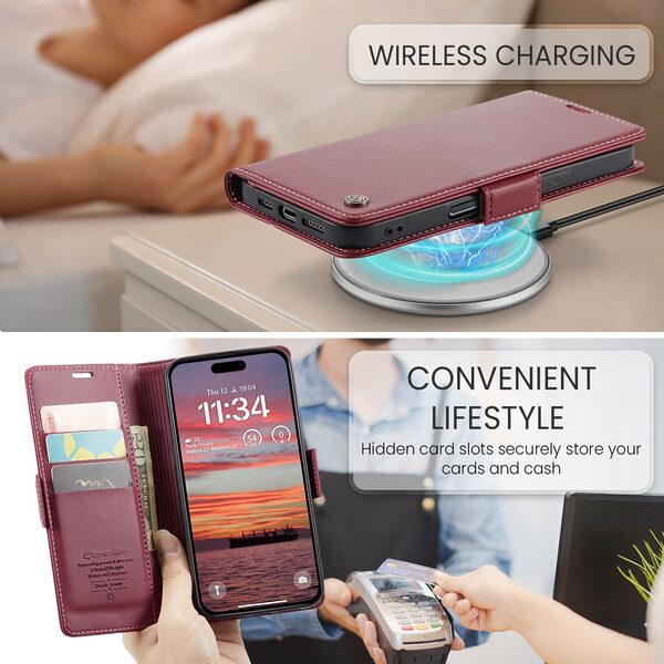 Θήκη iPhone Air - CASEME 023 - Flip Πορτοφόλι από Συνθετικό Δέρμα (PU) με TPU - Κόκκινο - RFID/Wallet/Stand - Εικόνα 10