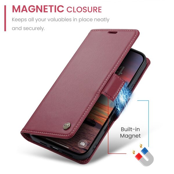 Θήκη iPhone Air - CASEME 023 - Flip Πορτοφόλι από Συνθετικό Δέρμα (PU) με TPU - Κόκκινο - RFID/Wallet/Stand - Εικόνα 2
