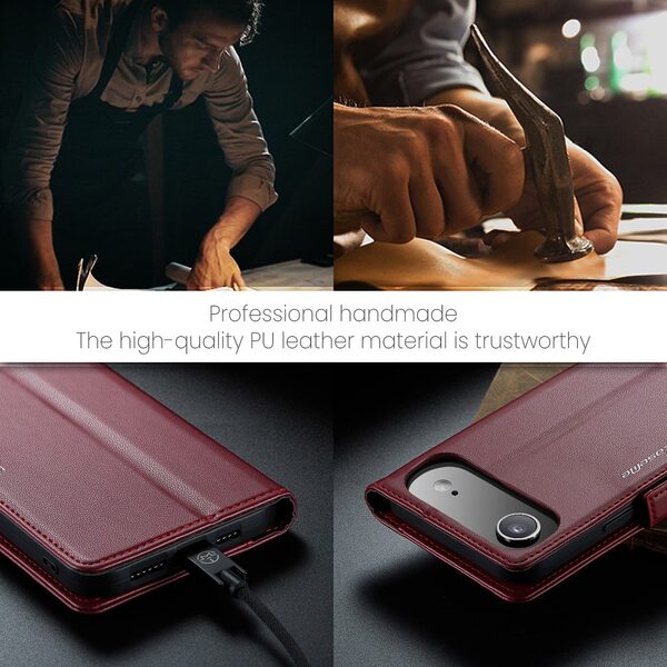 Θήκη iPhone Air - CASEME 023 - Flip Πορτοφόλι από Συνθετικό Δέρμα (PU) με TPU - Κόκκινο - RFID/Wallet/Stand - Εικόνα 4