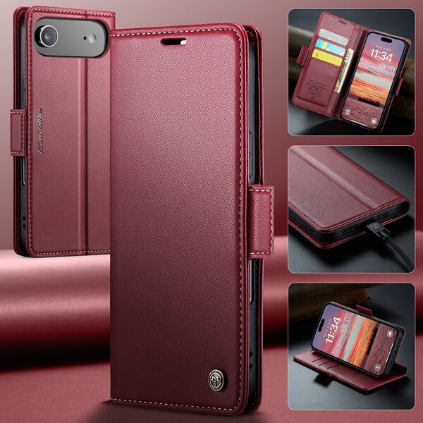Θήκη iPhone Air - CASEME 023 - Flip Πορτοφόλι από Συνθετικό Δέρμα (PU) με TPU - Κόκκινο - RFID/Wallet/Stand - Εικόνα 7