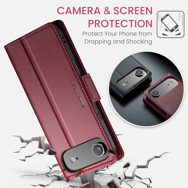 Θήκη iPhone Air - CASEME 023 - Flip Πορτοφόλι από Συνθετικό Δέρμα (PU) με TPU - Κόκκινο - RFID/Wallet/Stand - Εικόνα 9