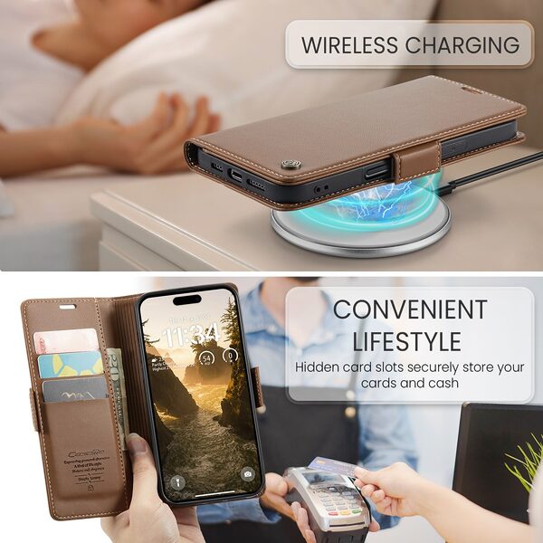 Θήκη iPhone Air - CASEME 023 - Flip Πορτοφόλι από Συνθετικό Δέρμα (PU) με TPU - Καφέ - RFID/Wallet/Stand - Εικόνα 10