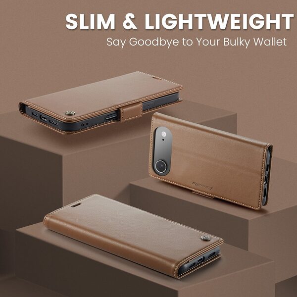 Θήκη iPhone Air - CASEME 023 - Flip Πορτοφόλι από Συνθετικό Δέρμα (PU) με TPU - Καφέ - RFID/Wallet/Stand - Εικόνα 3