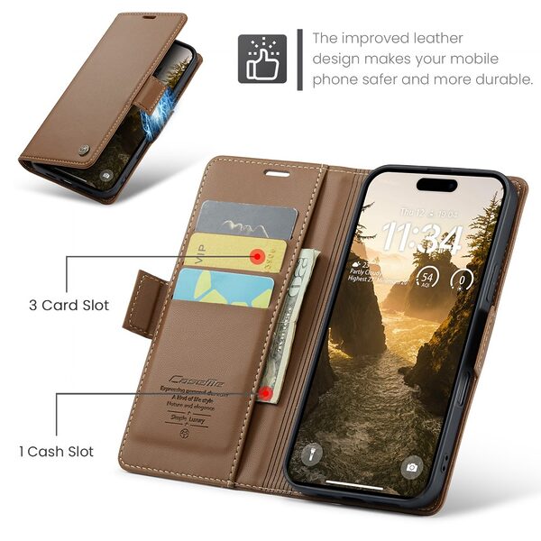 Θήκη iPhone Air - CASEME 023 - Flip Πορτοφόλι από Συνθετικό Δέρμα (PU) με TPU - Καφέ - RFID/Wallet/Stand - Εικόνα 5