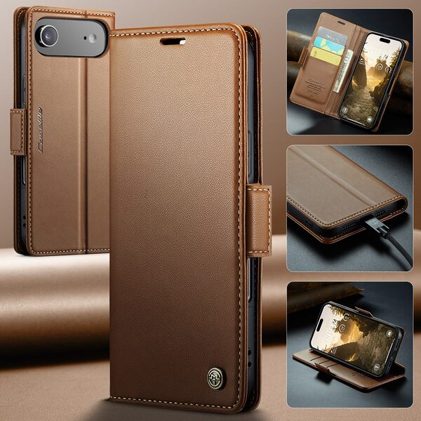 Θήκη iPhone Air - CASEME 023 - Flip Πορτοφόλι από Συνθετικό Δέρμα (PU) με TPU - Καφέ - RFID/Wallet/Stand - Εικόνα 7