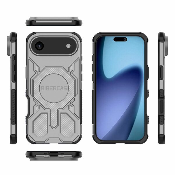 Θήκη iPhone Air - BIBERCAS J-16 Series - Σκληρή Θήκη PC+TPU - Γκρι - MagSafe - Εικόνα 4