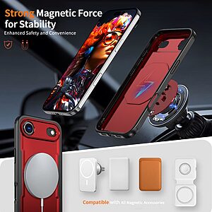 Θήκη iPhone Air - OEM - Σκληρή Θήκη PC+TPU - Κόκκινο - MagSafe/Stand - Εικόνα 2