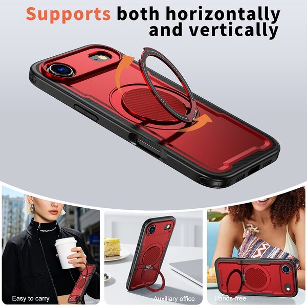 Θήκη iPhone Air - OEM - Σκληρή Θήκη PC+TPU - Κόκκινο - MagSafe/Stand - Εικόνα 5