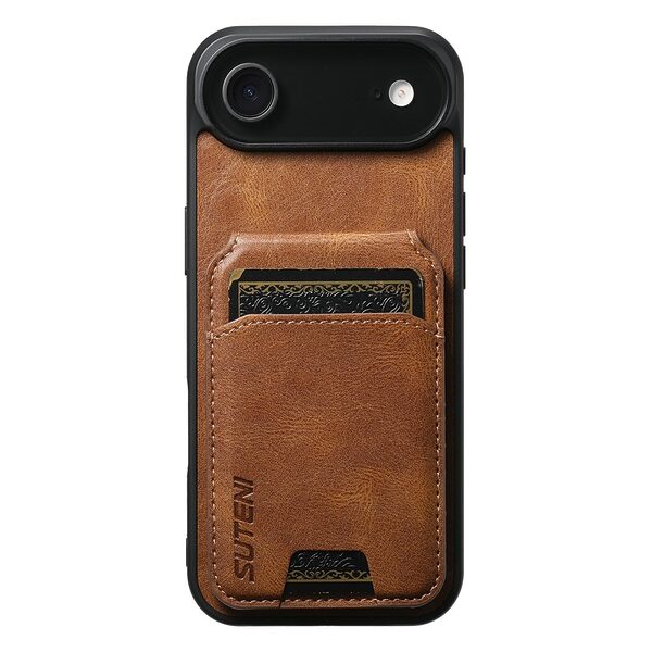 Θήκη iPhone Air - SUTENI H02 - Πλάτη από Συνθετικό Δέρμα (PU) με TPU - Καφέ - Wallet/Stand