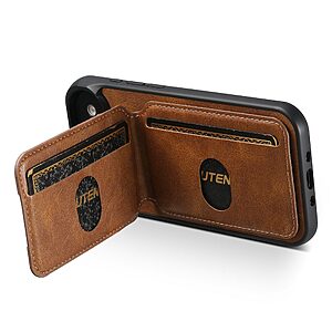 Θήκη iPhone Air - SUTENI H02 - Πλάτη από Συνθετικό Δέρμα (PU) με TPU - Καφέ - Wallet/Stand - Εικόνα 2