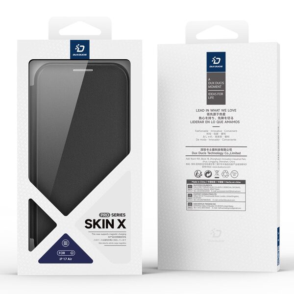 Θήκη iPhone Air - DUX DUCIS Skin X Pro Series - Flip Cover από Συνθετικό Δέρμα (PU) - Μαύρο - MagSafe/RFID - Εικόνα 4