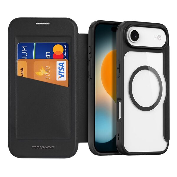 Θήκη iPhone Air - DUX DUCIS Skin X Pro Series - Flip Cover από Συνθετικό Δέρμα (PU) - Μαύρο - MagSafe/RFID - Εικόνα 5