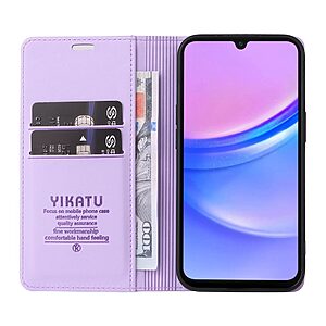 Θήκη Samsung Galaxy A17 5G / A17 4G / A16 4G / A16 5G / A26 5G - YIKATU YK-001 - Flip Πορτοφόλι από Συνθετικό Δέρμα (PU) - Μωβ Ανοιχτό - Wallet/Stand - Εικόνα 2