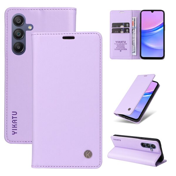 Θήκη Samsung Galaxy A17 5G / A17 4G / A16 4G / A16 5G / A26 5G - YIKATU YK-001 - Flip Πορτοφόλι από Συνθετικό Δέρμα (PU) - Μωβ Ανοιχτό - Wallet/Stand - Εικόνα 8