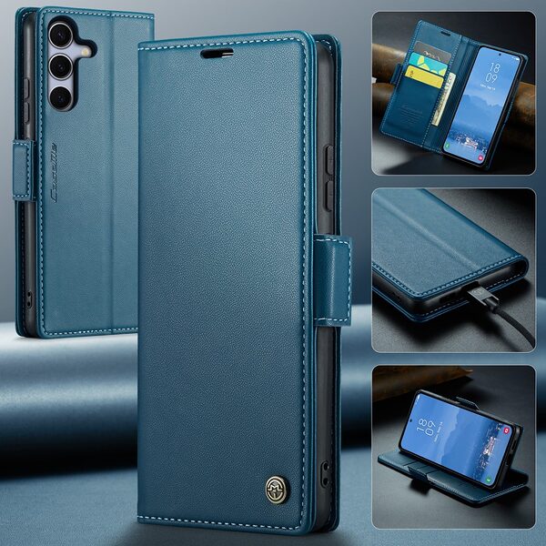 Θήκη Samsung Galaxy S25 5G / FE 5G - CASEME 023 - Flip Πορτοφόλι από Συνθετικό Δέρμα (PU) με TPU - Μπλε - RFID/Wallet/Stand - Εικόνα 10