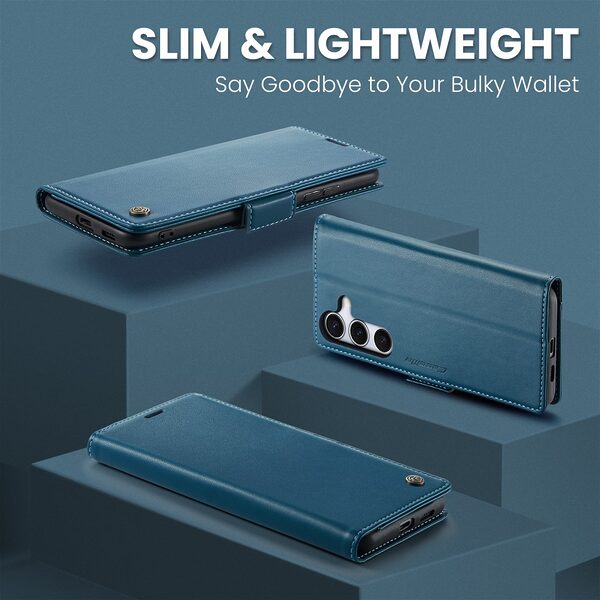 Θήκη Samsung Galaxy S25 5G / FE 5G - CASEME 023 - Flip Πορτοφόλι από Συνθετικό Δέρμα (PU) με TPU - Μπλε - RFID/Wallet/Stand - Εικόνα 3