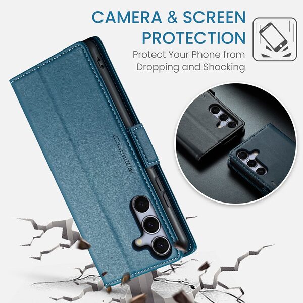 Θήκη Samsung Galaxy S25 5G / FE 5G - CASEME 023 - Flip Πορτοφόλι από Συνθετικό Δέρμα (PU) με TPU - Μπλε - RFID/Wallet/Stand - Εικόνα 9