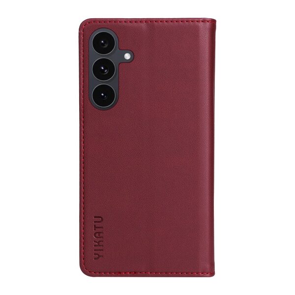Θήκη Samsung Galaxy S25 5G - YIKATU - Flip Πορτοφόλι από Συνθετικό Δέρμα (PU) - Βαθύ Κόκκινο - Wallet/Stand - Εικόνα 7