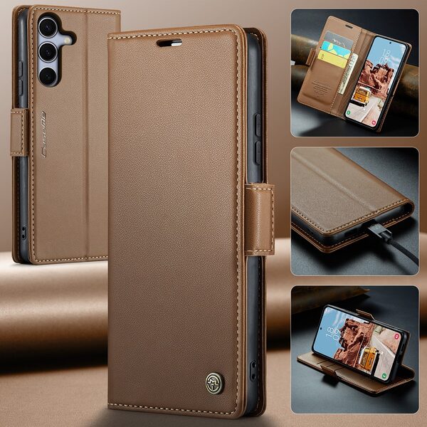 Θήκη Samsung Galaxy S25 FE 5G - CASEME 023 - Flip Πορτοφόλι από Συνθετικό Δέρμα (PU) με TPU - Καφέ - RFID/Wallet/Stand - Εικόνα 10
