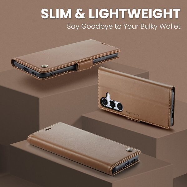 Θήκη Samsung Galaxy S25 FE 5G - CASEME 023 - Flip Πορτοφόλι από Συνθετικό Δέρμα (PU) με TPU - Καφέ - RFID/Wallet/Stand - Εικόνα 3