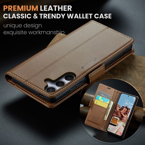 Θήκη Samsung Galaxy S25 FE 5G - CASEME 023 - Flip Πορτοφόλι από Συνθετικό Δέρμα (PU) με TPU - Καφέ - RFID/Wallet/Stand - Εικόνα 7