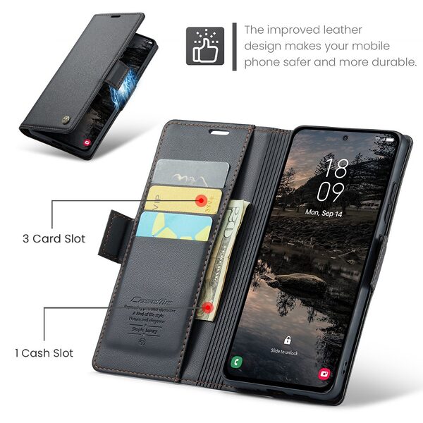 Θήκη Samsung Galaxy S25 FE 5G - CASEME 023 - Flip Πορτοφόλι από Συνθετικό Δέρμα (PU) - Μαύρο - RFID/Wallet/Stand - Εικόνα 5