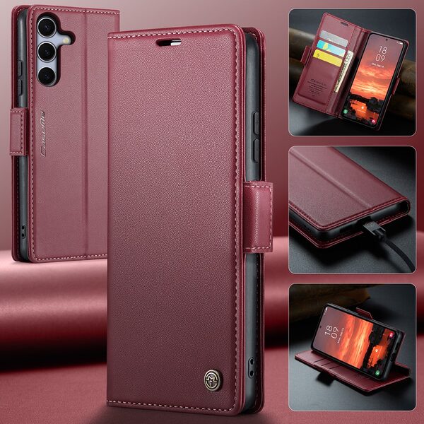 Θήκη Samsung Galaxy S25 FE 5G - CASEME 023 - Flip Πορτοφόλι από Συνθετικό Δέρμα (PU) - Κόκκινο - RFID/Wallet/Stand - Εικόνα 10