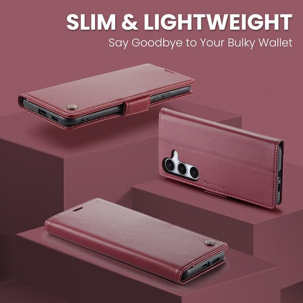 Θήκη Samsung Galaxy S25 FE 5G - CASEME 023 - Flip Πορτοφόλι από Συνθετικό Δέρμα (PU) - Κόκκινο - RFID/Wallet/Stand - Εικόνα 3