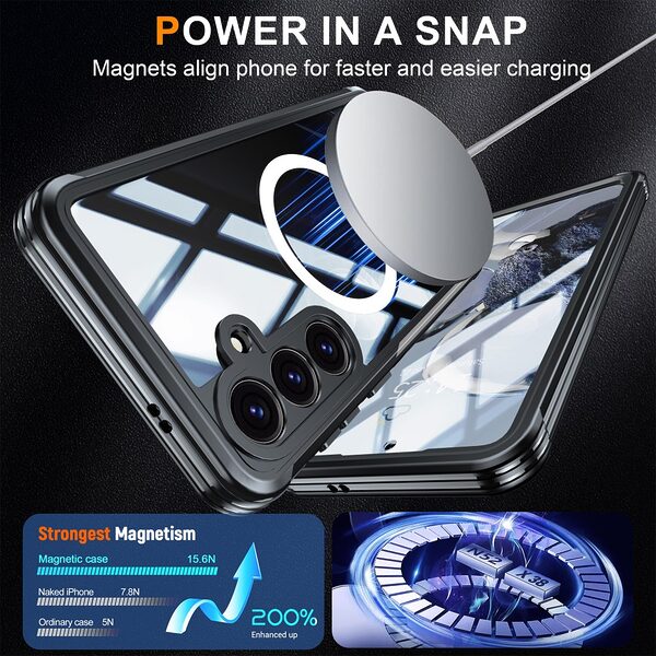 Θήκη Samsung Galaxy S25 FE 5G - OEM - Full Body PC+Tempered Glass - Μαύρο - MagSafe - Εικόνα 5