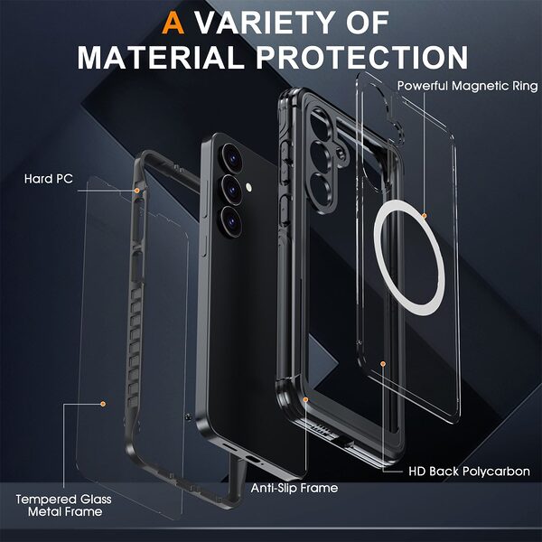 Θήκη Samsung Galaxy S25 FE 5G - OEM - Full Body PC+Tempered Glass - Μαύρο - MagSafe - Εικόνα 7