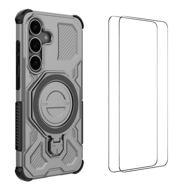 Θήκη Samsung Galaxy S25 FE 5G - WANLONFENG KJ Series - Σκληρή Θήκη PC+TPU - Γκρι - Stand