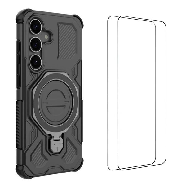 Θήκη Samsung Galaxy S25 FE 5G - WANLONFENG KJ Series - Σκληρή Θήκη PC+TPU - Μαύρο - Stand