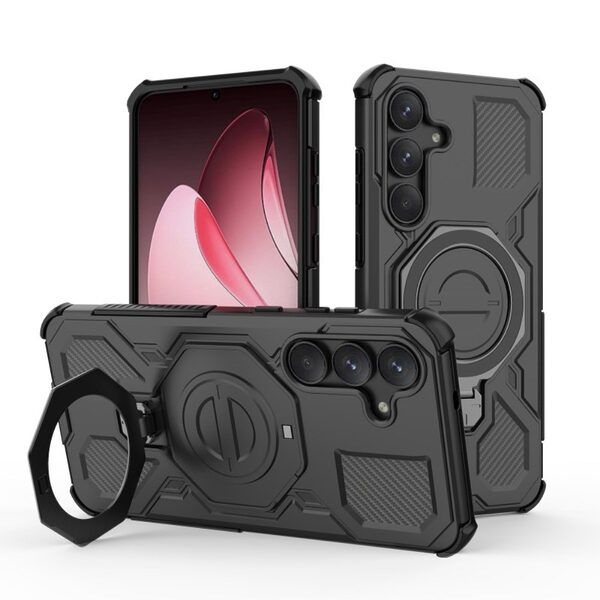 Θήκη Samsung Galaxy S25 FE 5G - WANLONFENG KJ Series - Σκληρή Θήκη PC+TPU - Μαύρο - Stand - Εικόνα 3