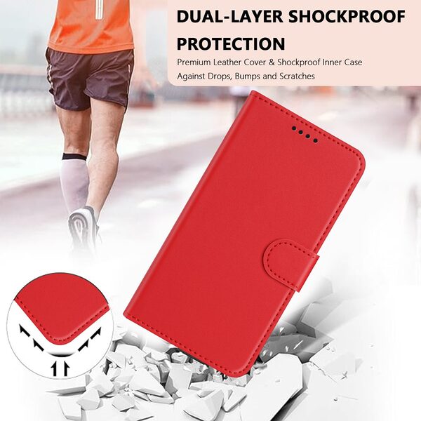 Θήκη Xiaomi Redmi 15 5G (171mm) / 4G (171mm) - OEM - Flip Πορτοφόλι από Συνθετικό Δέρμα (PU) με TPU - Κόκκινο - Stand - Εικόνα 3