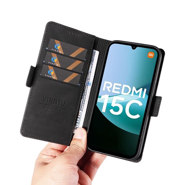 Θήκη Xiaomi Redmi 15C 4G (173mm) / Poco C85 4G (173mm) - YIKATU YK-005 - Flip Πορτοφόλι από Συνθετικό Δέρμα (PU) με TPU - Μαύρο - Wallet/Stand - Εικόνα 10