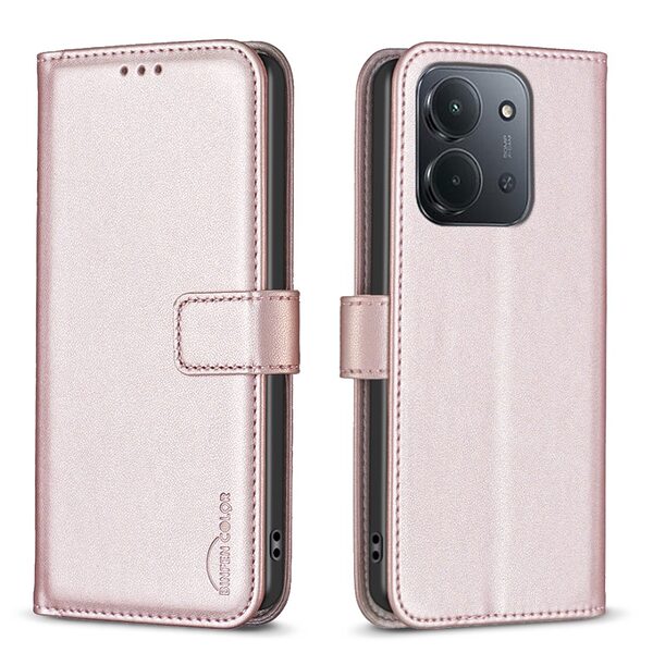 Θήκη Xiaomi Redmi 15C 5G (173mm) / 4G (173mm) - BINFEN COLOR BF17 - Flip Πορτοφόλι από Συνθετικό Δέρμα (PU) - Ροζ Χρυσό - Wallet/Stand