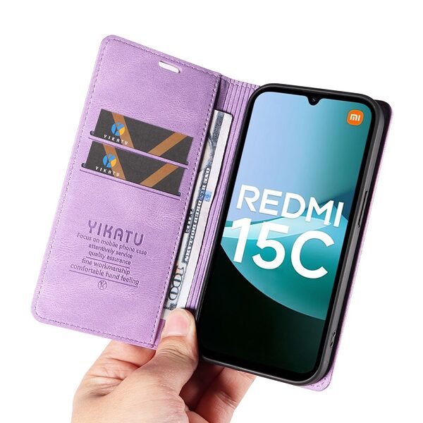 Θήκη Xiaomi Redmi 15C 5G (173mm) / 4G (173mm) - YIKATU YK-004 - Flip Πορτοφόλι από Συνθετικό Δέρμα (PU) - Μωβ - Wallet/Stand - Εικόνα 10