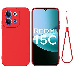 Θήκη Xiaomi Redmi 15C 5G (173mm) / 4G (173mm) - OEM - Πλάτη Σιλικόνης - Κόκκινο - Λουράκι
