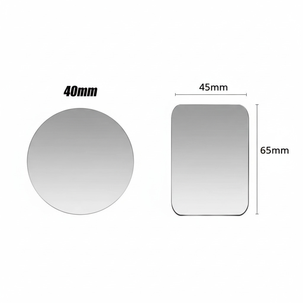 Mad Mask ανταλλακτικές 2 x μεταλλικές πλάκες πίσω πλευράς κινητού για μαγνητική βάση κινητού Δύο μεταλλικές πλάκες σε κυκλικό και ορθογώνιο σχήμα για την ασφαλή στερέωση του κινητού σου σε μαγνητική βάση - Εύκολη τοποθέτηση και ισχυρή πρόσφυση
