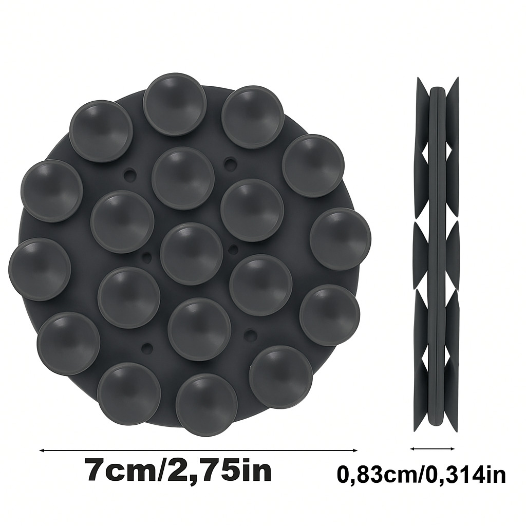 Mad Mask Βεντουζάκια σιλικόνης στρογγυλό διπλής όψης διαμέτρος 7cm για στήριξη κινητού γκρι Στρογγυλό διπλής όψης με 19 βεντουζάκια σιλικόνης που προσφέρει ισχυρή πρόσφυξη σε λείες επιφάνειες - Ιδανικό για στήριξη κινητού χωρίς ολίσθηση