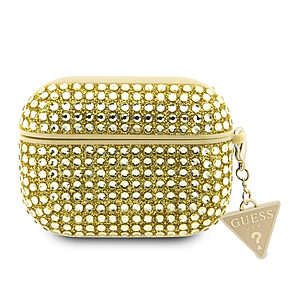 Guess Triangle Charm Θήκη προστασίας απο Σιλικόνη για Apple Airpods Pro με χρυσό κρεμαστό στολίδι (Χρυσό)