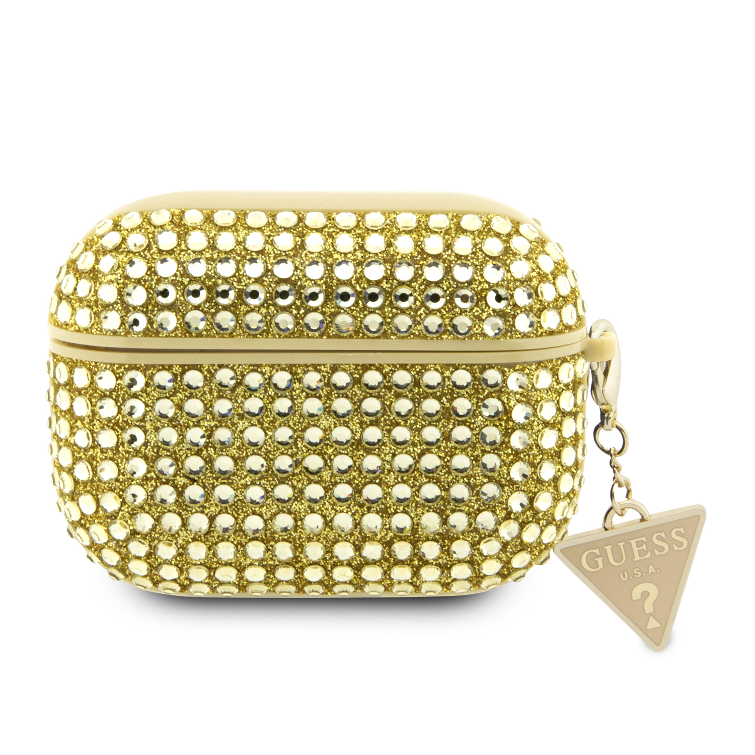 GUAP2HDGTPD_1 Guess Triangle Charm Θήκη προστασίας απο Σιλικόνη για Apple Airpods Pro 2 με χρυσό κρεμαστό στολίδι (Χρυσό) - Image 1