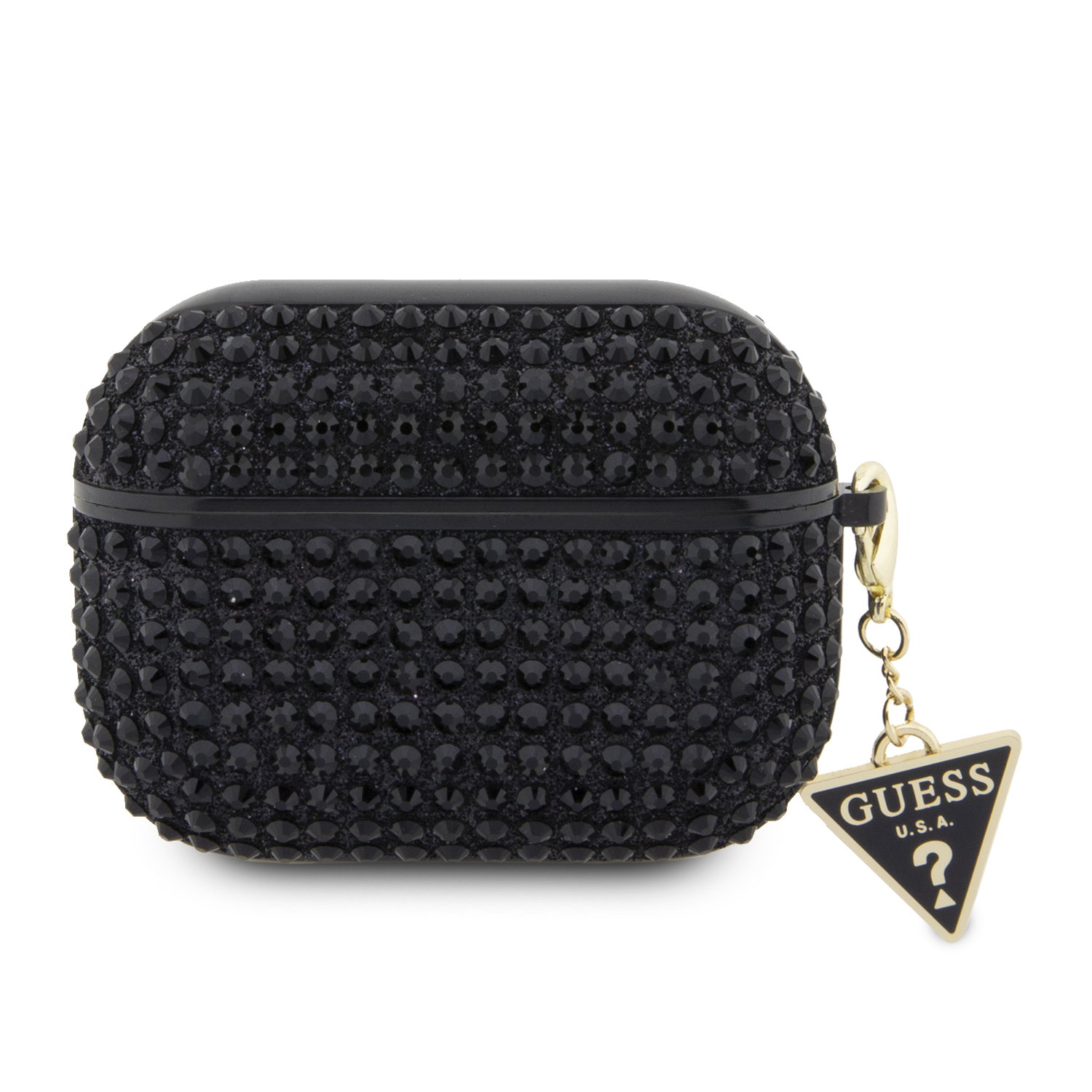 GUAP2HDGTPK_1 Guess Triangle Charm Θήκη προστασίας απο Σιλικόνη για Apple Airpods Pro με κρεμαστό στολίδι (Μαύρη) - Image 1